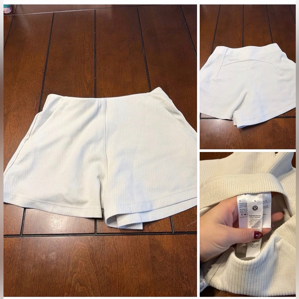 Lululemon Women's White Ribbed Shorts Size 4